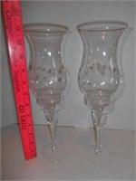 (2) Glass Candle Stick Holders