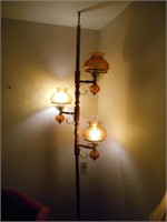 1960's 3 Lamp Pole Lamp w/ Amber Honey Comb