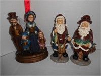 (2) Santa & Husband/Wife Figurines - 10"H