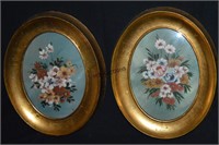 2 Signed Framed Antique Oil Paintings Flowers