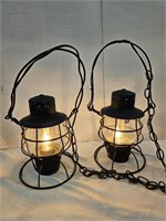 2 Electrified Railroad Lantern Lamps