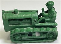 Vintage hubley tractor treaded cast iron vehicle