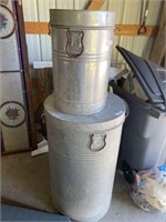 Two Galvanized Lidded Barrels