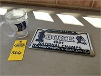 Duke Mug & '91 Championship License Plate