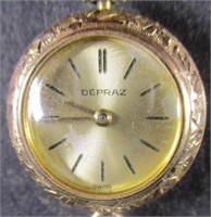 Vintage DEPRAZ Gold Tone Mechanical Pendant Watch