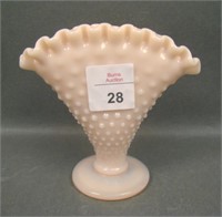 Vintage Fenton Pink Hobnail Fan Vase