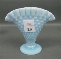 Vintage Fenton Periwinkle Blue Hobnail Fan Vase