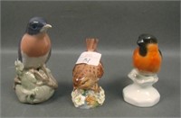 Lot of Three Porcelain Bird Figurines