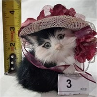 Black /White Fur Kitty W/ Hat