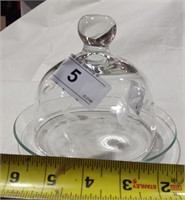 Princess House Crystal Round Butter Dish w/ Lid