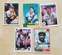5 Autographed Brewers Cards