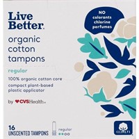 12 PK CVS Live Better Organic Cotton Tampons