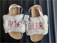 Bebe Fuzzy white girl sandals size 2