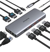 ($49) USB C Docking Station Dual Monitor HDMI