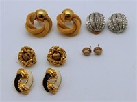 Lot of 5 prs Gold Tone Earrings some vintage