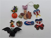 Lot of 12 Whimsical Holiday Brooches