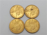 Lot of 4 Veteran American Brass Commerative Coins