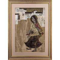 Signed Indian Oil On Board Figural Painting