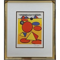 An Incredible Abstract Lithograph Titled "Red Sun