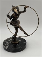Art Deco Style Bronze Dancing Woman w/ Hoop