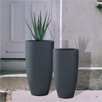 Charcoal Finish Concrete Tall Planters 2