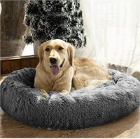 Grey XL faux fur Dog Bed