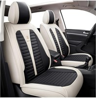 Cream and black Full Coverage Faux Leather Car