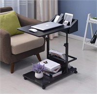 C-shape side table with wheels (Black)