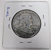 1958-D Franklin Half Dollar ML 90% Silver