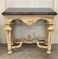 37x21x33" Faux Marble Top Side Table