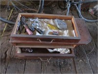 WOOD TOOLBOX WITH TOOLS