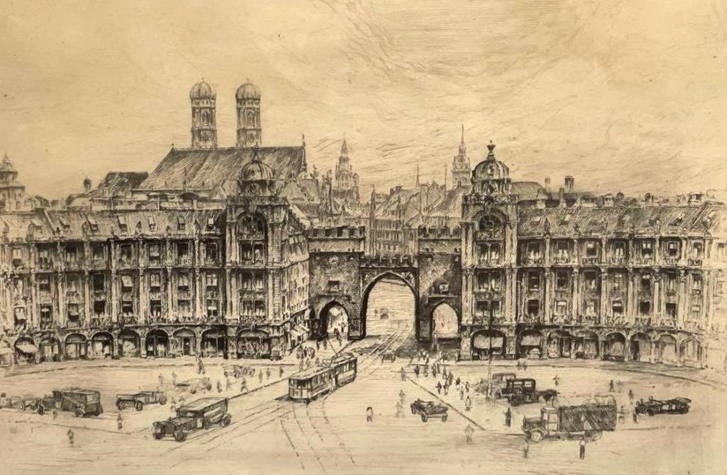 Scholz, Ink Drawing European Plaza