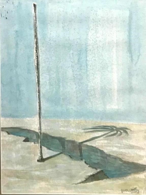 Solitary Palm Tree, Watercolor