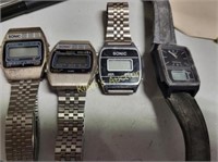 vintage digital watches lot of 4 alarm ones too!