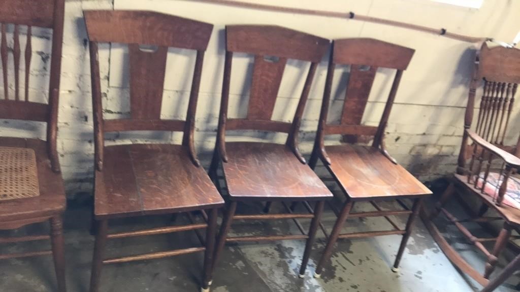 3 old T back chairs