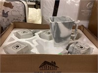 6ct grey & white marbled coffee mugs