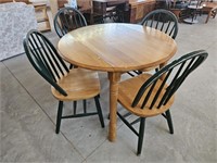 Drop leaf round table and (4) matching chairs