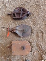 (3) Antique Pulleys