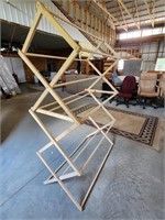 Large wooden clothes drying rack