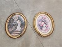Two vintage oval pictures
