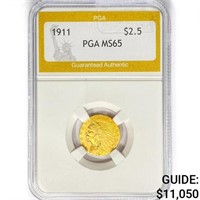 1911 $2.50 Gold Quarter Eagle PGA MS65