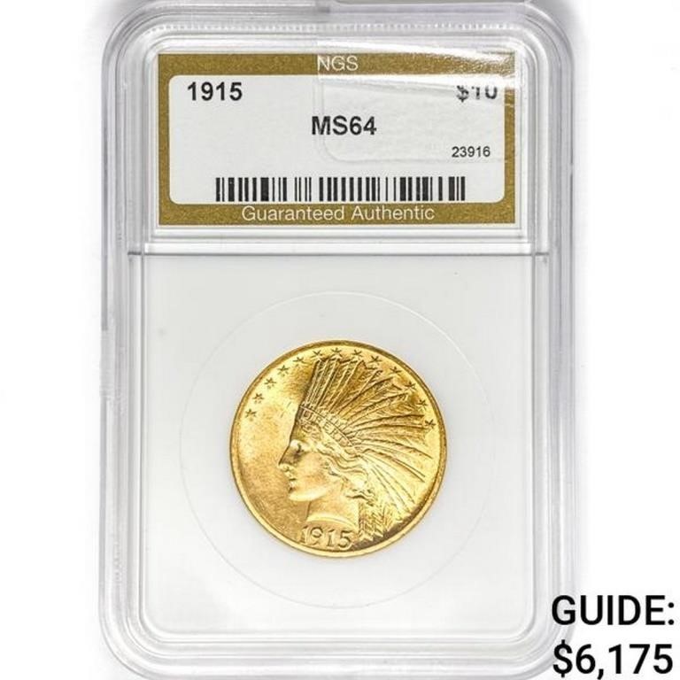 1915 $10 Gold Eagle NGS MS64
