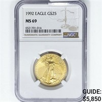 1992 American $25 1/2oz. Gold Eagle NGC MS69