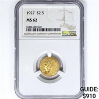 1927 $2.50 Gold Quarter Eagle NGC MS62