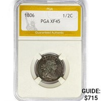 1806 Draped Bust Half Cent PGA XF45