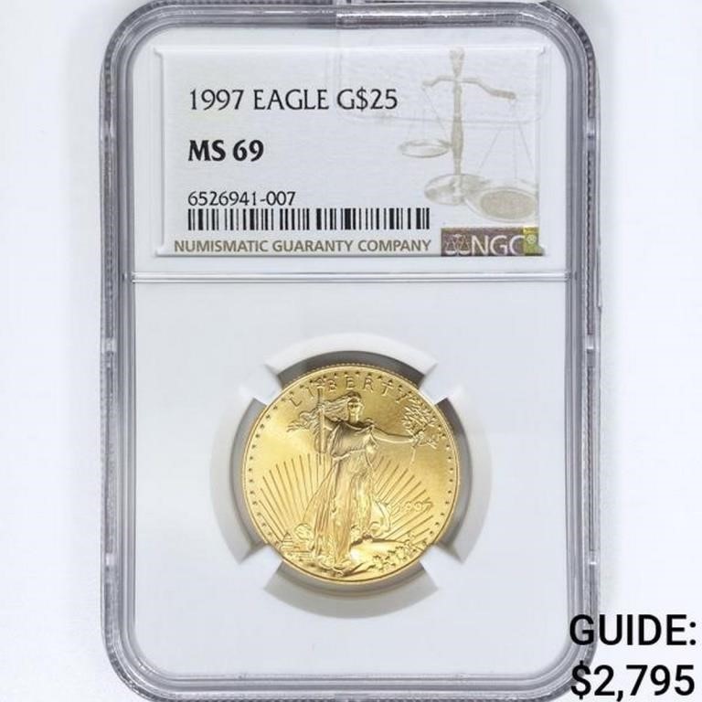 1997 US $25 1/2oz. Gold Eagle NGC MS69