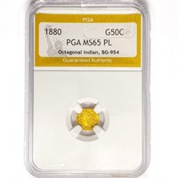 1880 Octagonal California Gold Half Dollar PGA