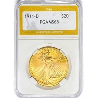 1911-D $20 Gold Double Eagle PGA MS65