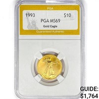 1993 $10 1/4oz. American Gold Eagle PGA MS69