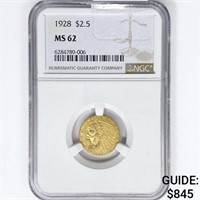 1928 $2.50 Gold Quarter Eagle NGC MS62